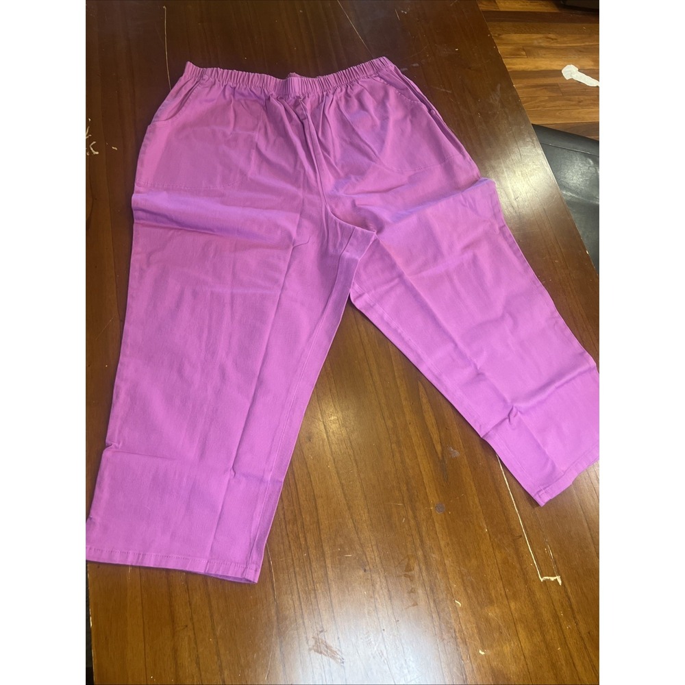 D&Co Pants Womens Size 2X Elastic‎ Waist Straight Leg Purple